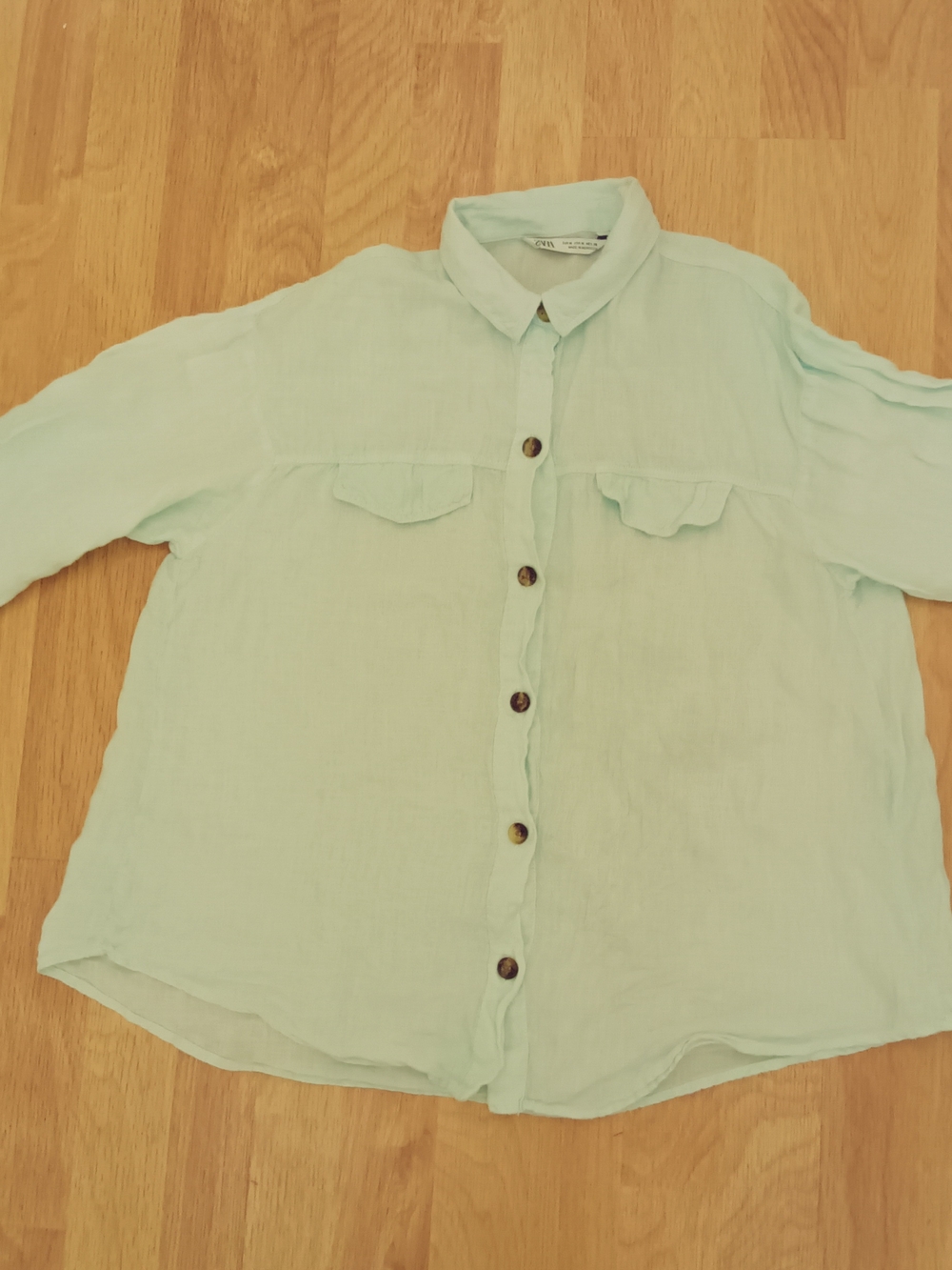 Zara / Mint Green Collared Blouse / Button-Down / Size M